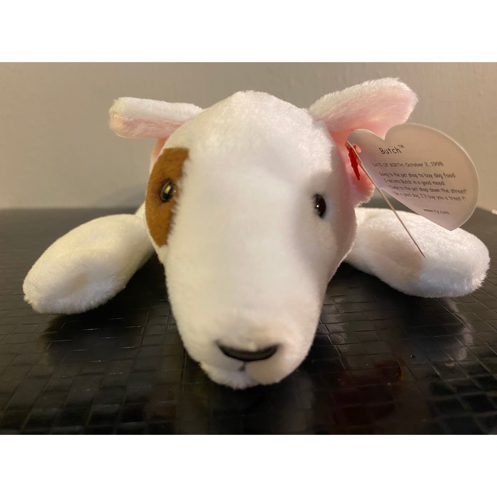RARE Ty Beanie Baby - BUTCH the dog. MINT w/ mint tags and ERROR!